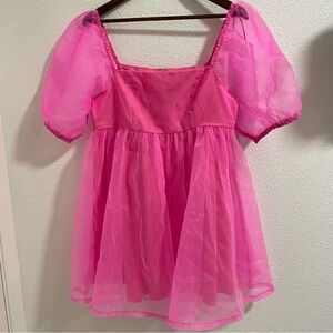 Judith March Vibrant Pink Puff Sleeve Dress